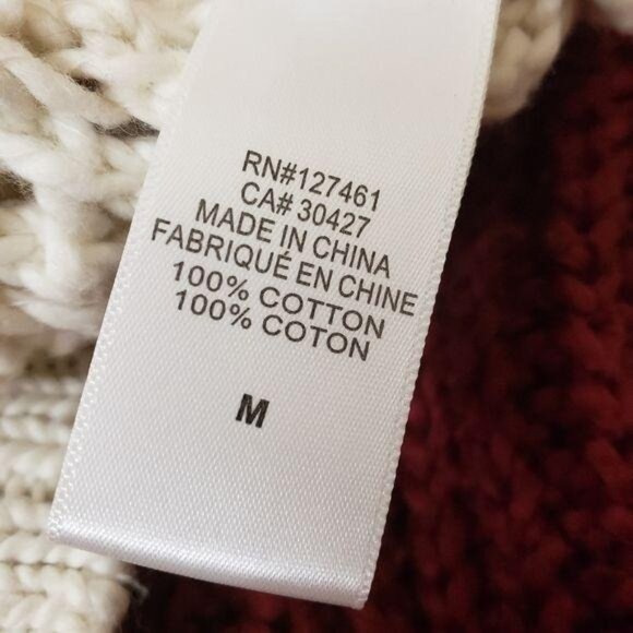 Wildfox NWT Womens chunky Knit Colorblock Sweater Pink & Burgundy size M fall - Picture 5 of 11